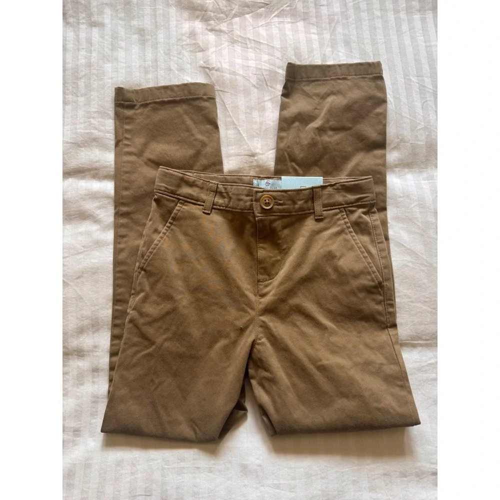 Class Club Gold Label Boys Khaki Chino Pants Brown Modern Fit Stretch Size 7 NWT